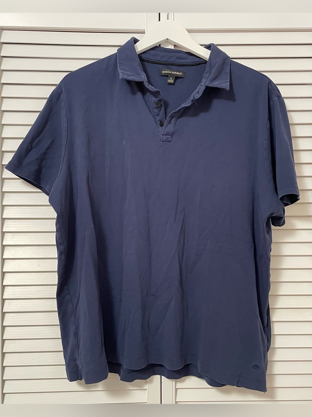 Banana Republic Men’s XL 100% Cotton Solid Blue Polo Shirt Buttons Collar Golf